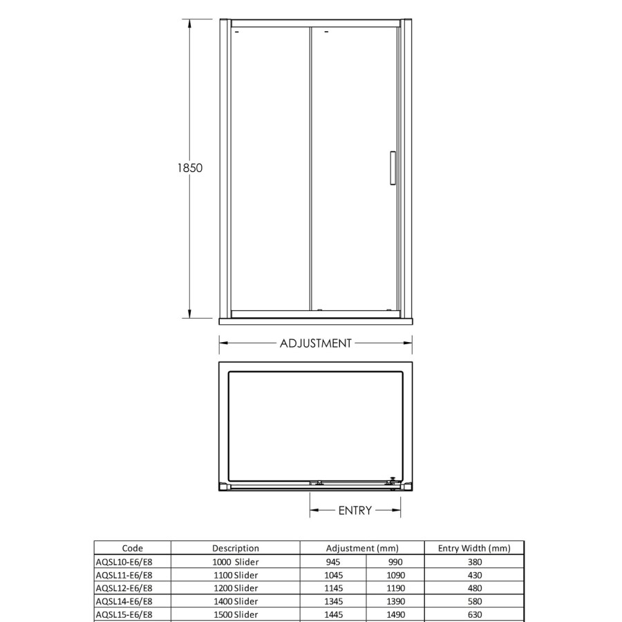 1200 x 900mm Rectangular Sliding Shower Enclosure - Fiji