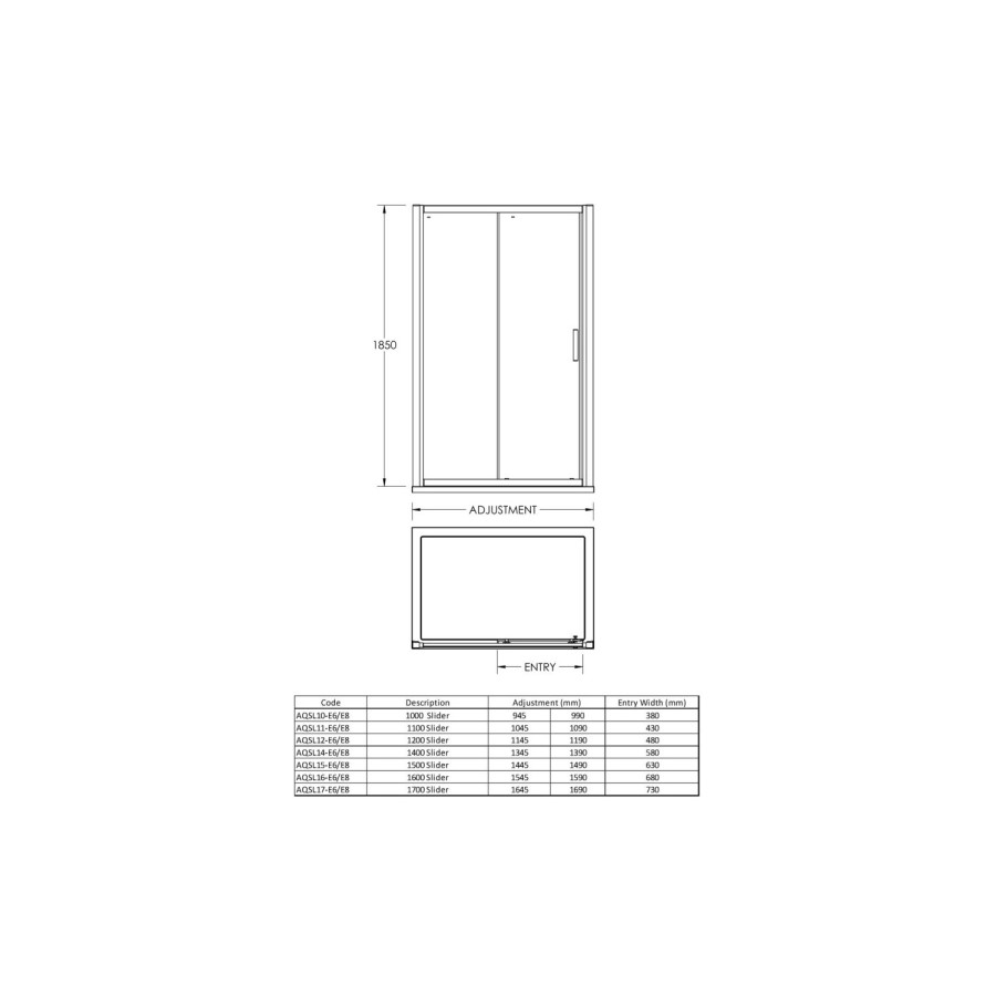 1200 x 800mm Rectangular Sliding Shower Enclosure with Tray - Fiji