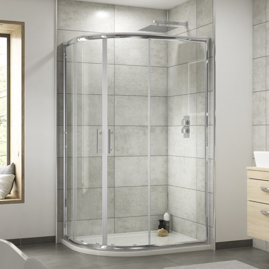 900 x 760mm Left Hand Offset Quadrant Shower Enclosure and Tray - Fiji