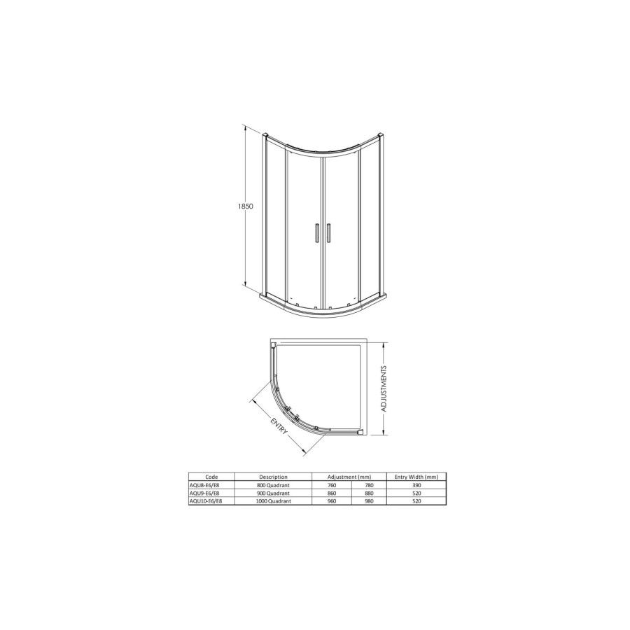 800mm Quadrant Shower Enclosure with Tray - Fiji