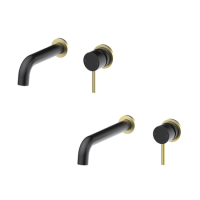 2 Tone Black and Brushed Brass Wall Mounted Basin and Bath Tap Pack - Arissa 2 Tone Black and Brushed Brass Wall Mounted Basin and Bath Tap Pack - Arissa