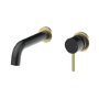 2 Tone Black and Brushed Brass Wall Mounted Basin and Bath Tap Pack - Arissa