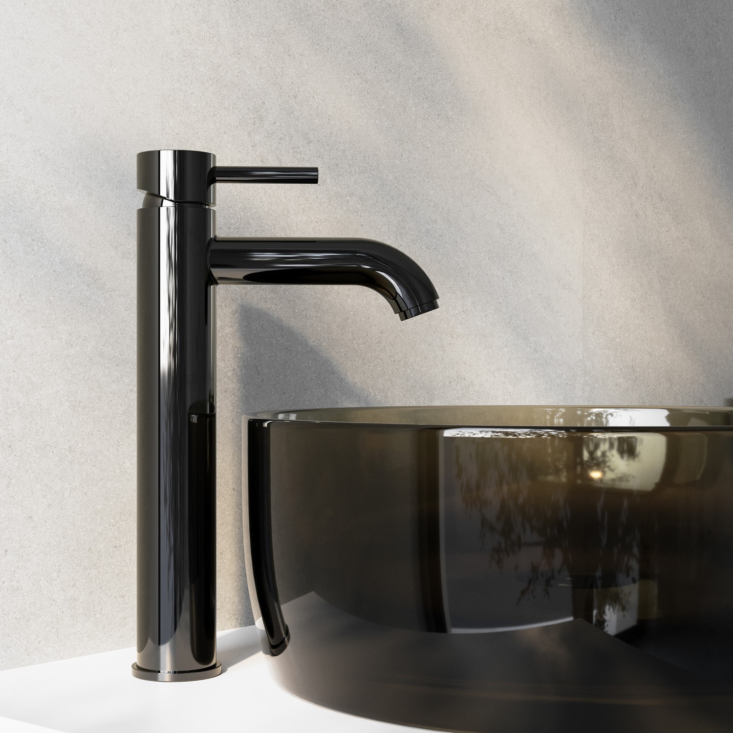 Arissa Black Chrome Tall Mono Basin Mixer Tap