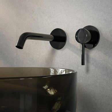 Black Wall Mounted Basin Mixer Tap - Arissa