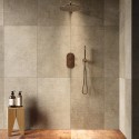 BUN/ARBZ2OCV/97221 Brushed Bronze 2 Outlet Wall Mounted Thermostatic Mixer Shower Set with Hand Shower and Wall Bracket - Arissa
