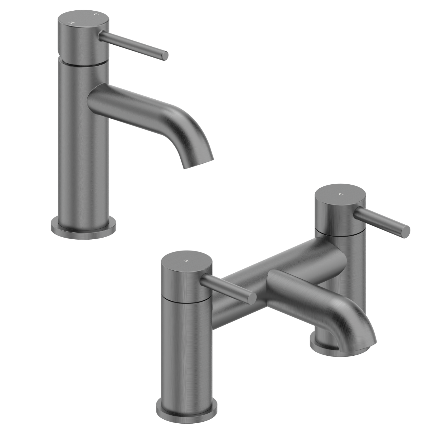 Gunmetal Grey Bath And Basin Tap Set With Basin Waste Arissa Better gunmetal-grey-bath-and-basin-tap-set-with-basin-waste-arissa-better