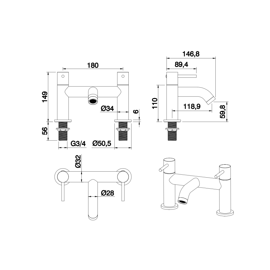 GRADE A2 - Gunmetal Bath Filler Tap - Arissa