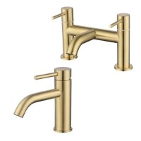 Brushed Brass basin tap and bath filler tap pack - Arissa Brushed Brass basin tap and bath filler tap pack - Arissa