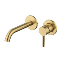 ONLY OPENED - Brushed Brass Wall Mounted Basin Mixer Tap - Arissa ONLY OPENED - Brushed Brass Wall Mounted Basin Mixer Tap - Arissa