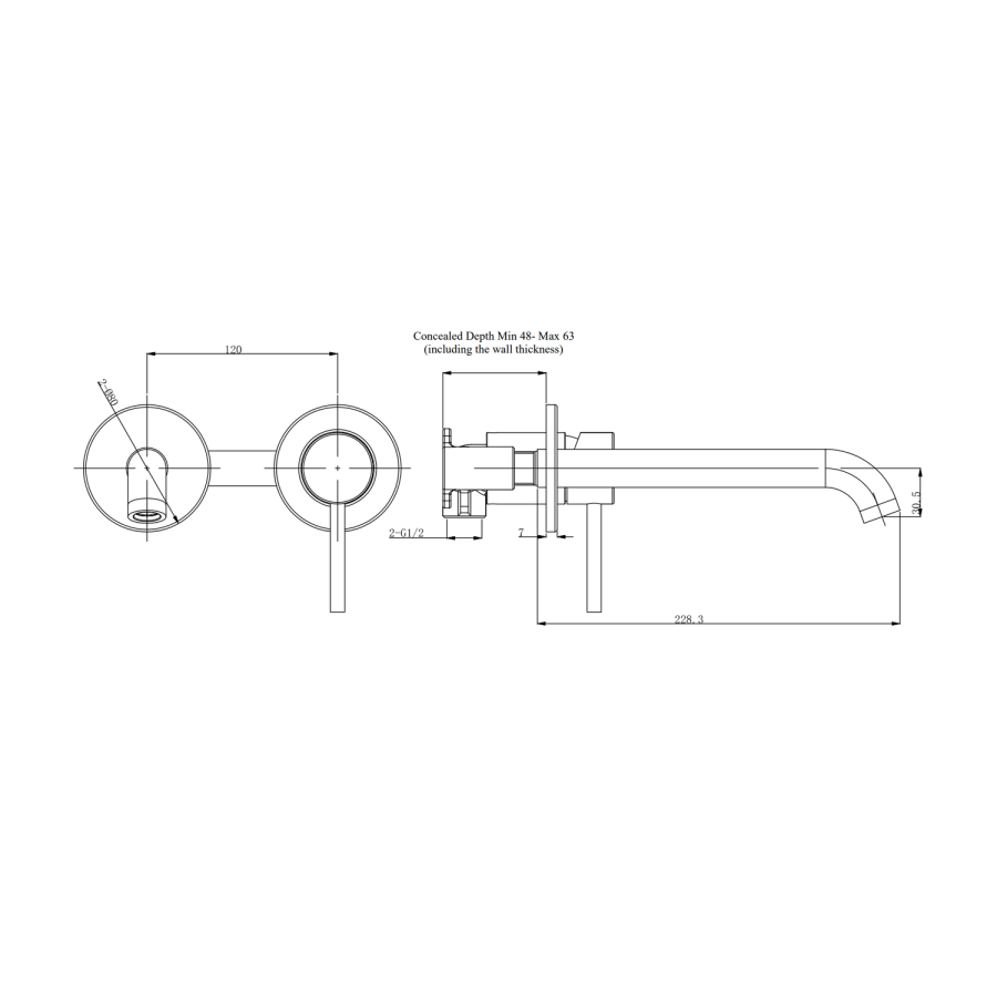 Brushed brass wall mounted basin tap and wall mounted bath filler tap pack - Arissa