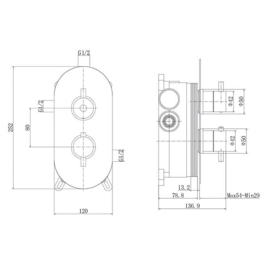 Grade A1 - Brushed Brass Single Outlet Thermostatic Mixer Shower Set with Hand Shower - Arissa
