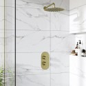 BUN/A1/ARIBB016/100991 ONLY OPENED - Brushed Brass 1 Outlet Wall Mounted Thermostatic Mixer Shower Set - Arissa
