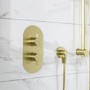 Arissa Concealed Dual Handle Round Brushed Brass 1 outlet shower valve shower head and ceiling arm
