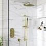 Brushed Brass 2 Outlet  Wall Mounted Thermostatic Mixer Shower Set with Hand Shower - Arissa