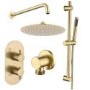 Brushed Brass 2 Outlet  Wall Mounted Thermostatic Mixer Shower Set with Hand Shower - Arissa