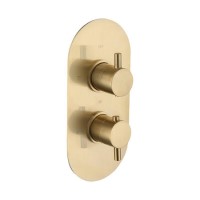 Brushed Brass 2 Outlet Concealed Thermostatic Shower Valve with Dual Control - Arissa Brushed Brass 2 Outlet Concealed Thermostatic Shower Valve with Dual Control - Arissa