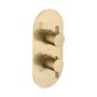 Brushed Brass 2 Outlet Thermostatic Bath Mixer Shower Set With 250mm Wall Mounted Shower Head and Bath Filler Spout - Arissa