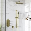 Brushed Brass Dual Outlet Wall Mounted Thermostatic Mixer Shower with Hand Shower &amp; Diverter - Arissa