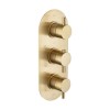 Brushed Brass Dual Outlet Wall Mounted Thermostatic Mixer Shower with Hand Shower &amp; Diverter - Arissa