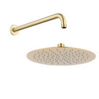 250mm Brushed Brass Rain Shower Head with Ceiling Arm
