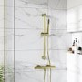 ONLY OPENED - Brushed Brass Thermostatic Mixer Shower with Slider Riser Rail Kit - Arissa