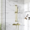 Brushed Brass Thermostatic Mixer Shower  with Slider Riser Rail Kit  - Arissa