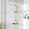 Grade A2 - Brushed Brass Thermostatic Mixer Shower  with Slider Riser Rail Kit  - Arissa