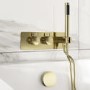 Brushed Brass 2 Outlet Thermostatic Mixer Shower Set with Overflow Bath Filler - Arissa