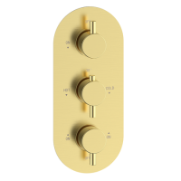 Brushed Brass 3 Outlet Triple Handle Thermostatic Concealed Shower Valve - Arissa Brushed Brass 3 Outlet Triple Handle Thermostatic Concealed Shower Valve - Arissa