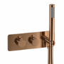 Brushed Bronze 2 Outlet Wall Mounted Thermostatic Mixer Shower Set with Integrated Hand Shower - Arissa