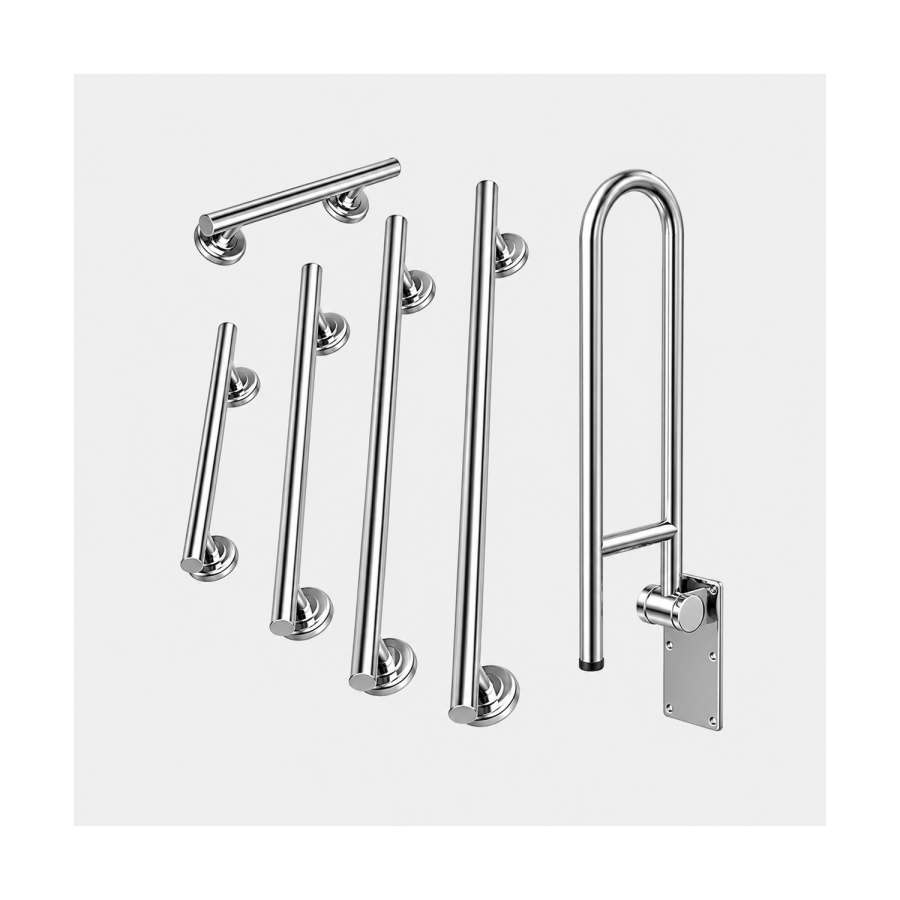 Chrome Bathroom Grab Rails Set of 6 - Arissa