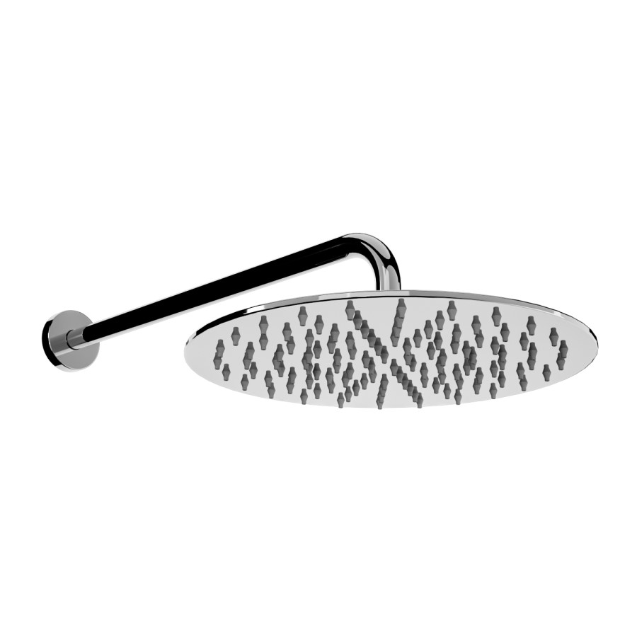 300mm Ultra Slim Round Shower Head with Wall Arm