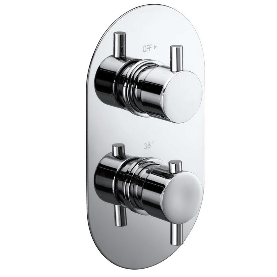 Chrome 2 Outlet  Ceiling Mounted Thermostatic Mixer Shower Set With Hand Shower - Arissa