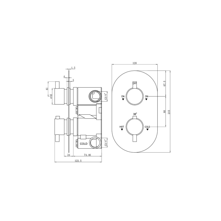 Chrome 2 Outlet  Ceiling Mounted Thermostatic Mixer Shower Set With Hand Shower - Arissa
