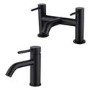 Black basin tap and bath filler tap pack - Arissa
