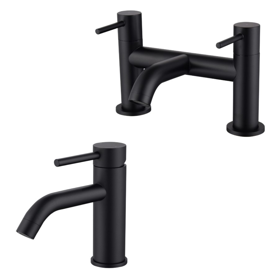 Black basin tap and bath filler tap pack - Arissa
