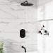 Black 2 Outlet Thermostatic Bath Mixer Shower Set With 250mm Wall Mounted Shower Head and Bath Filler Spout - Arissa