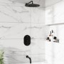 Black 2 Outlet Thermostatic Bath Mixer Shower Set With 250mm Wall Mounted Shower Head and Bath Filler Spout - Arissa