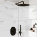 Matt Black 2 Outlet Wall Mounted Thermostatic Mixer Shower Set With Hose - Arissa	