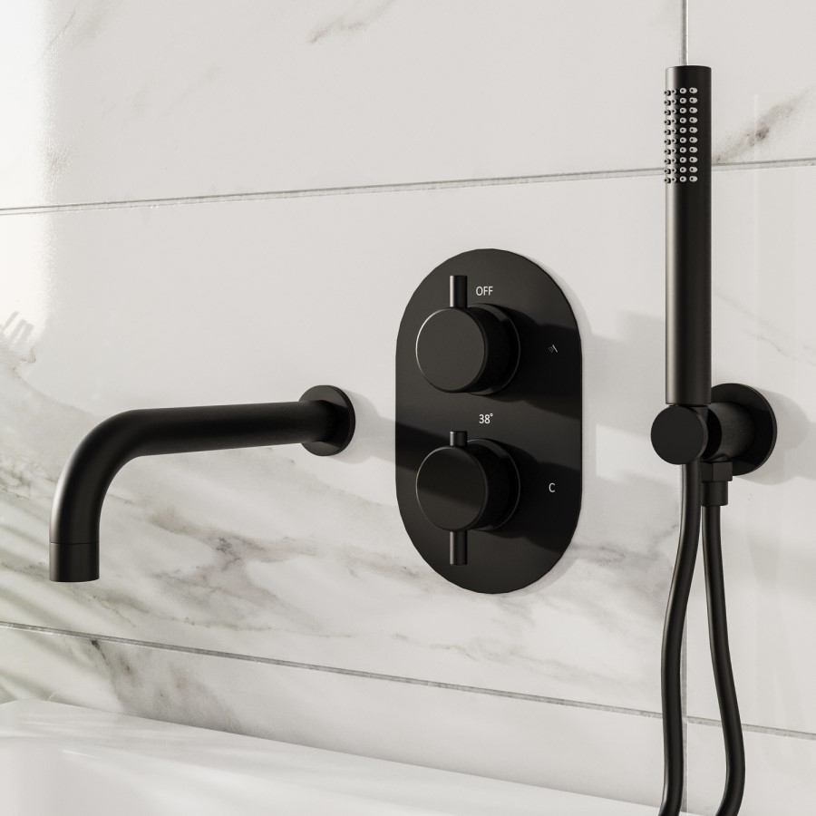 ONLY OPENED - Matt Black Hose with Wall Bracket - Arissa
