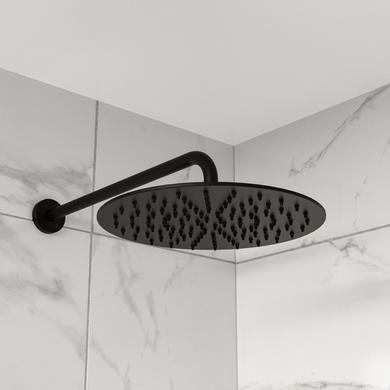 Black 1 Outlet Wall Mounted Thermostatic Mixer Shower Set - Arissa