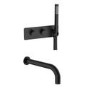 Black 2 Outlet Thermostatic Bath Mixer Shower Set With Hand Shower and Bath Filler Spout - Arissa
