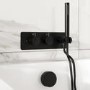 Black 2 Outlet Thermostatic Mixer Shower Set with Overflow Bath Filler - Arissa