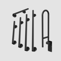 Black Bathroom Grab Rails Set of 6 - Arissa
