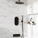 BUN/ARIMB3OV/95425 Black 3 Outlet Wall Mounted Thermostatic Mixer Shower Set With Hand Shower and Bath Filler Spout - Arissa
