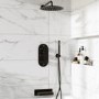 Black 3 Outlet Wall Mounted Thermostatic Mixer Shower Set With Hand Shower and Bath Filler Spout - Arissa