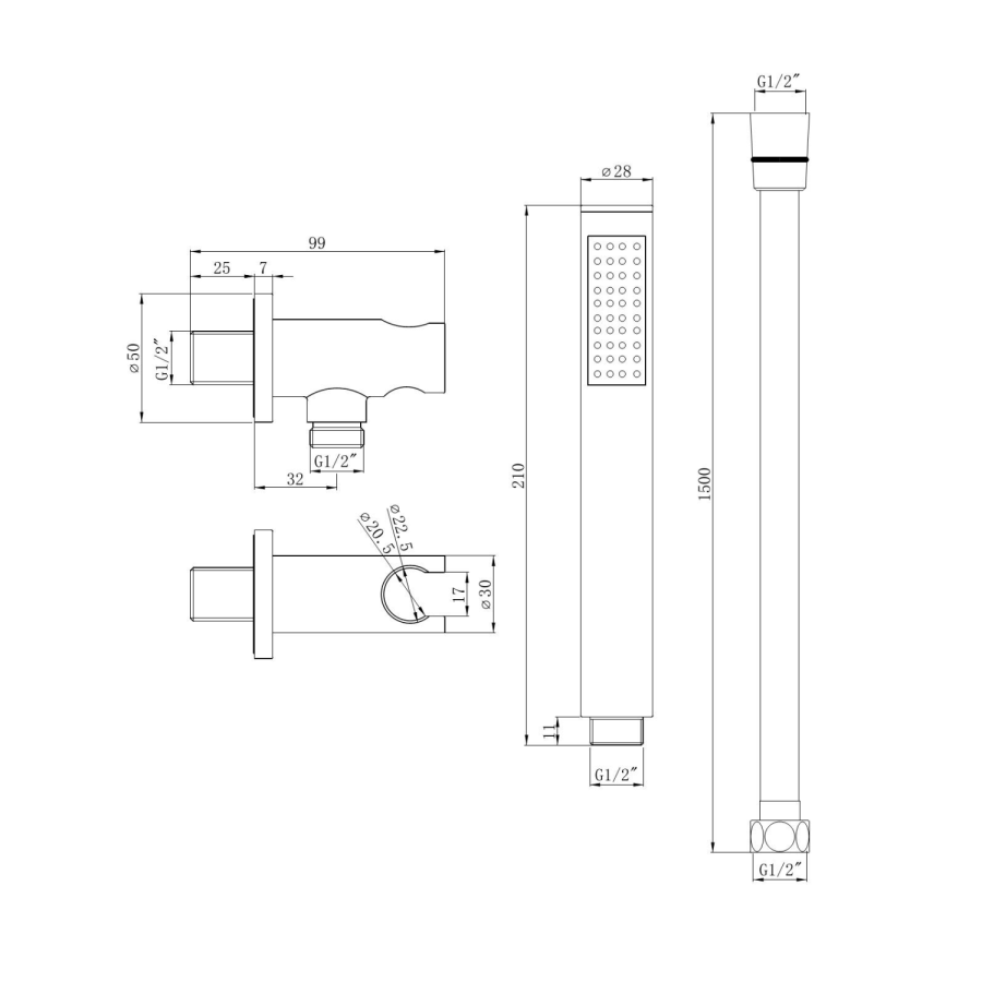 ONLY OPENED - Matt Black Hose with Wall Bracket - Arissa