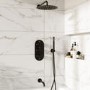 Black 3 Outlet Wall Mounted Thermostatic Mixer Shower Set With Hand Shower and Bath Filler Spout - Arissa