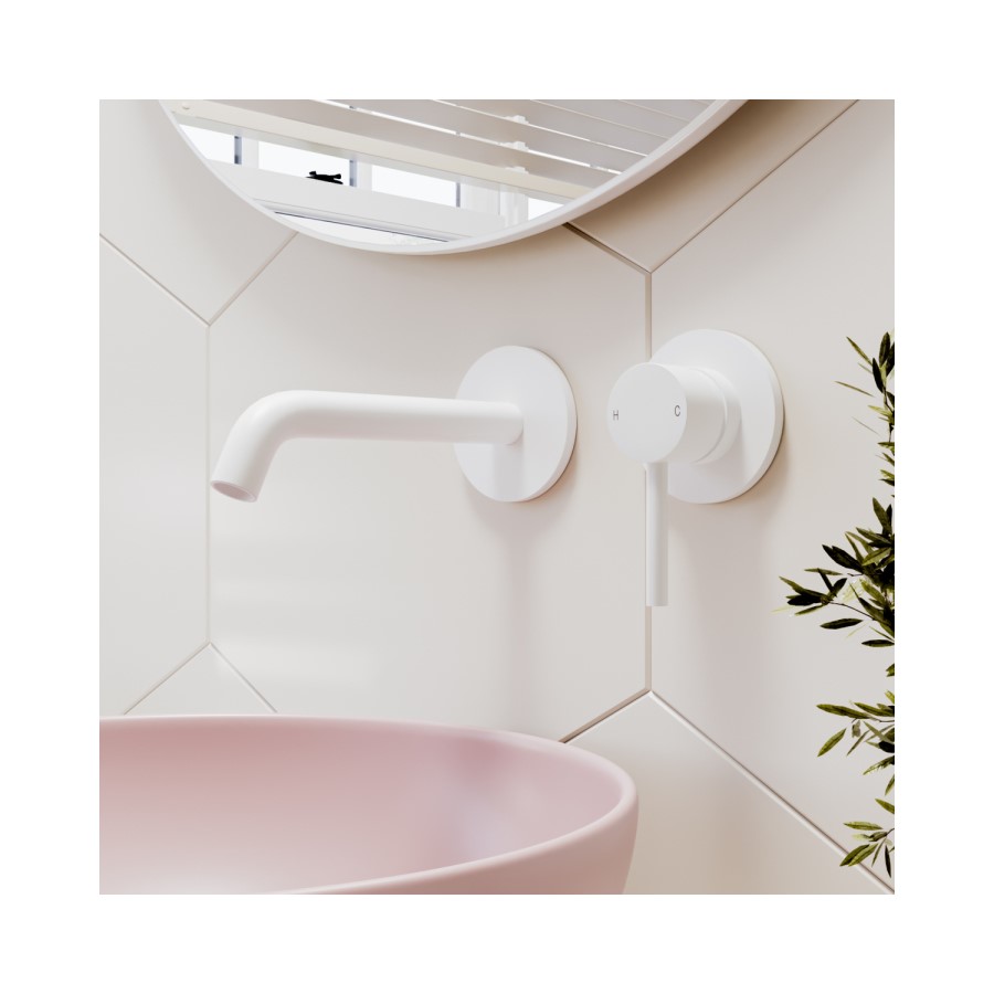 White Wall Mounted Basin Mixer Tap - Arissa