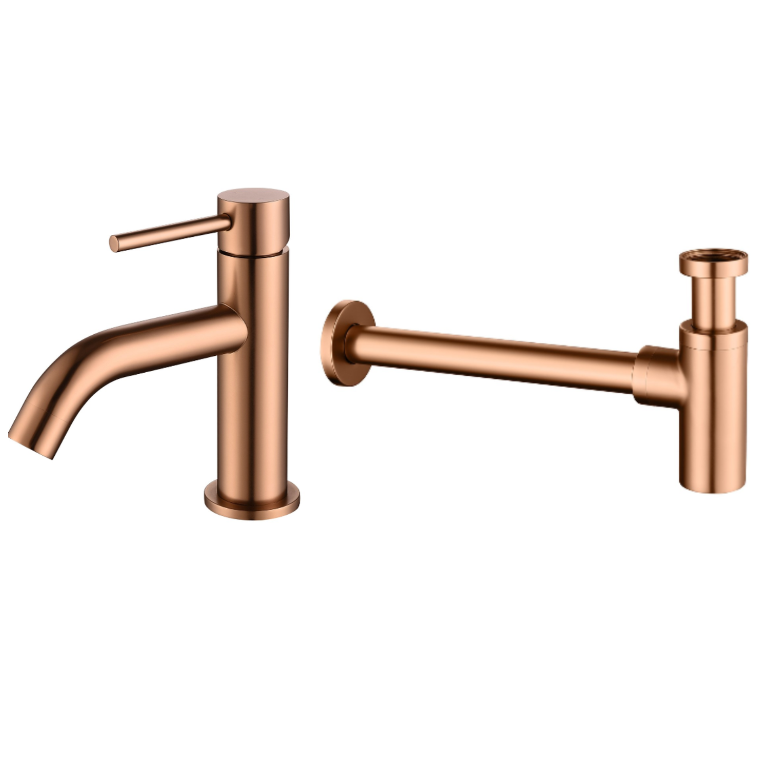 RANDOM Brass Contemporary Round Bottle P-Trap – 1-1/4″ Basin Sink Waste Drain Kit – Brushed Rose Gold / Antique Copper Finish – Solid Brass, 5-Year Warranty